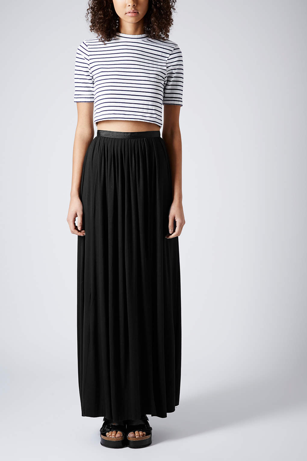 Black pleated jersey skirt Clearance