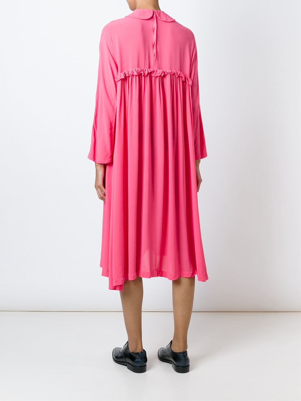Comme des Garçons Gathered Shirt Dress in Pink - Lyst