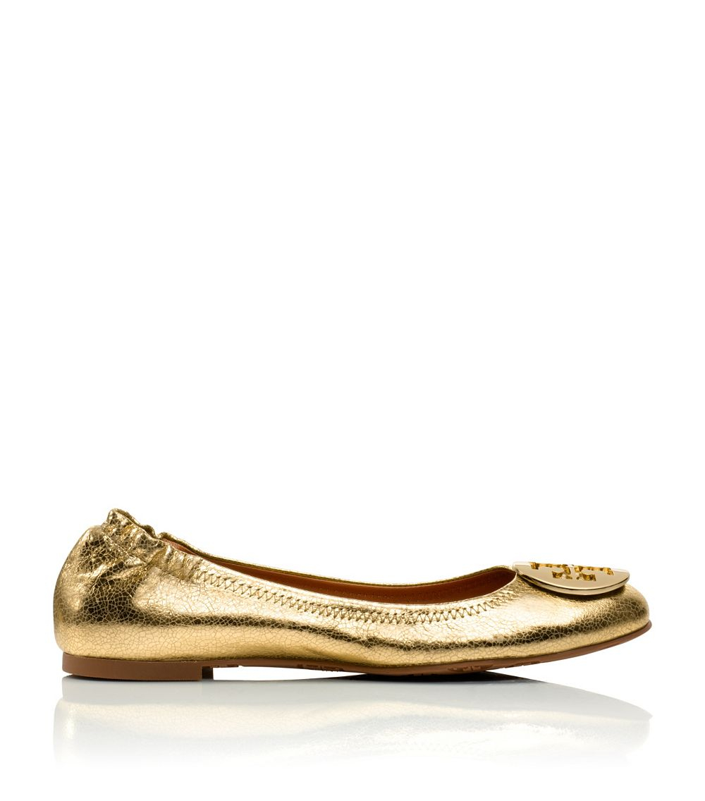 tory burch metallic reva ballet flat silver