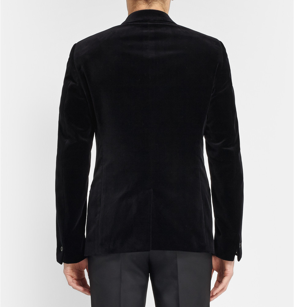 Alexander McQueen Black Slim-Fit Velvet Tuxedo Jacket for Men - Lyst