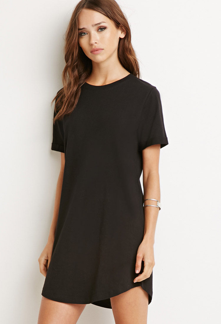 Forever 21 Cotton Classic T  shirt  Dress  in Black Lyst