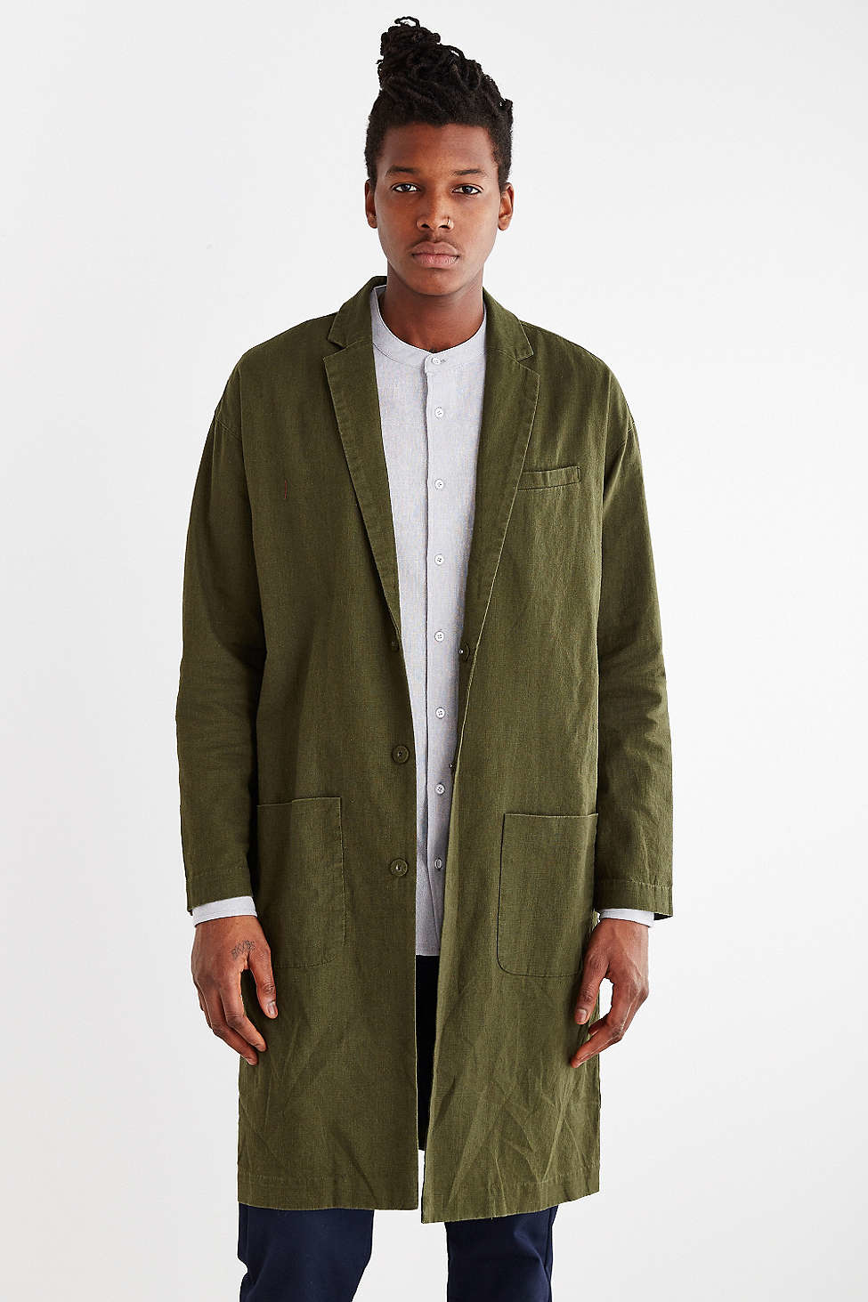 Olive green top duster coat