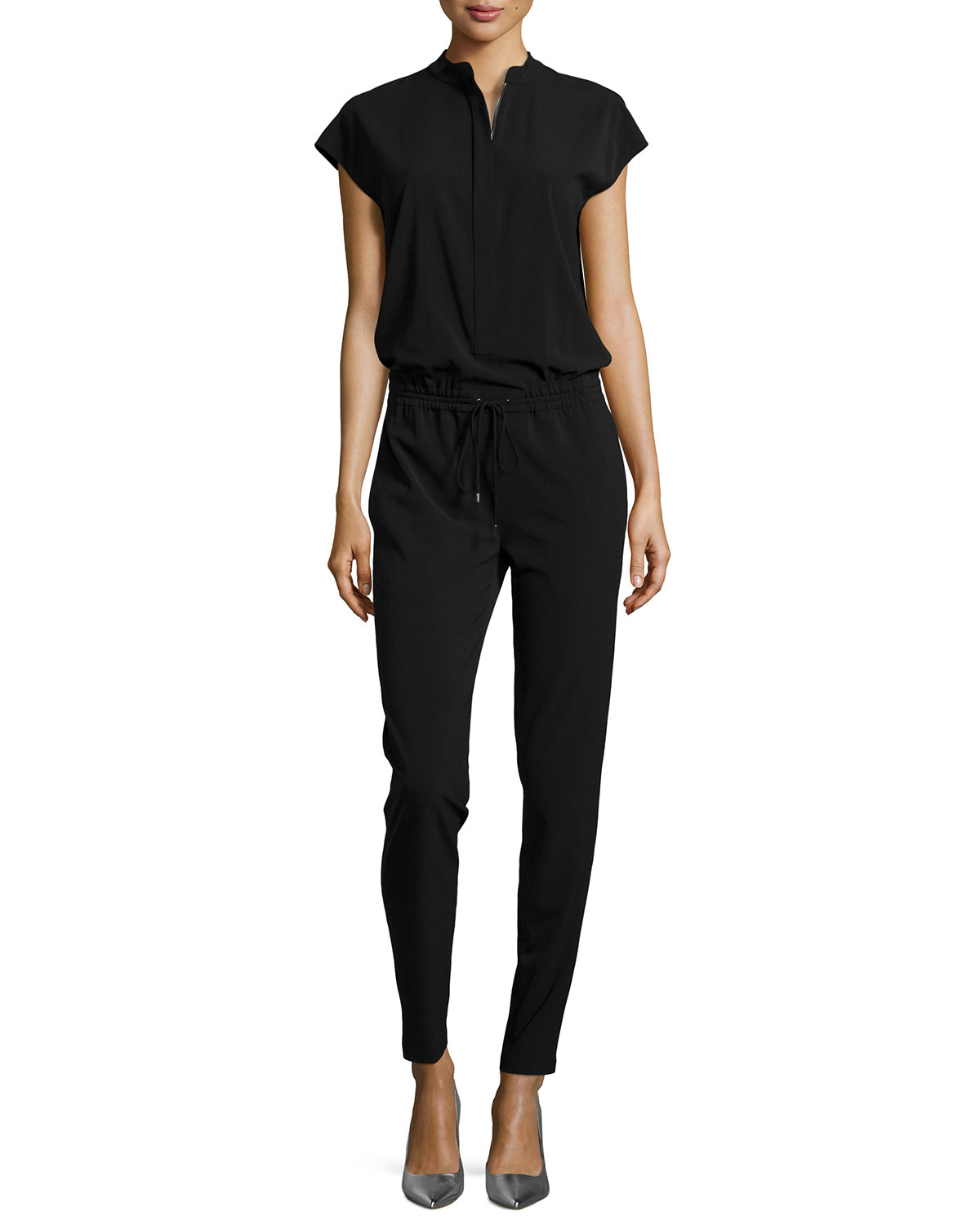 black cap sleeve jumpsuit