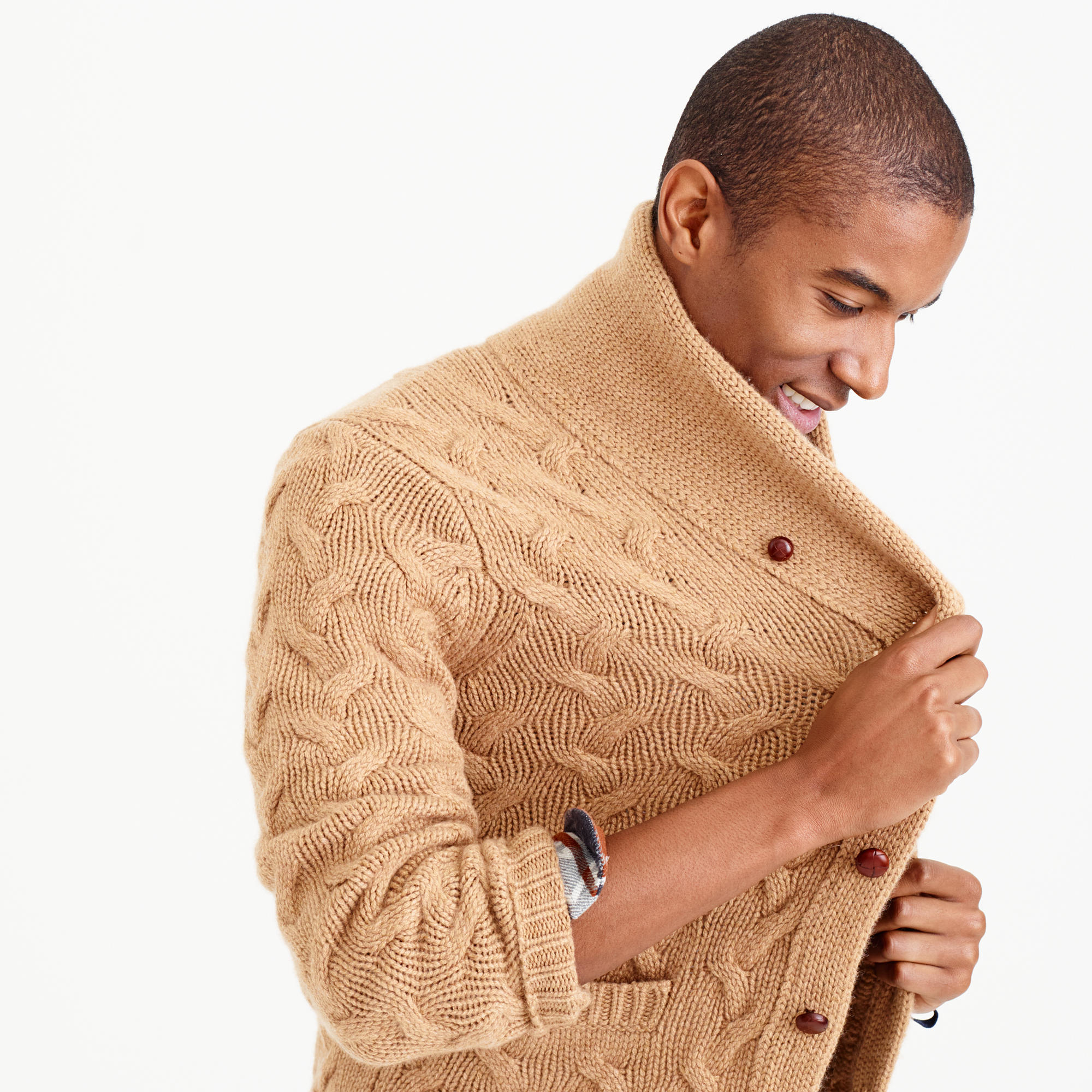 J.Crew Italian Cashmere Cable-knit Shawl Cardigan in Natural for Men | Lyst