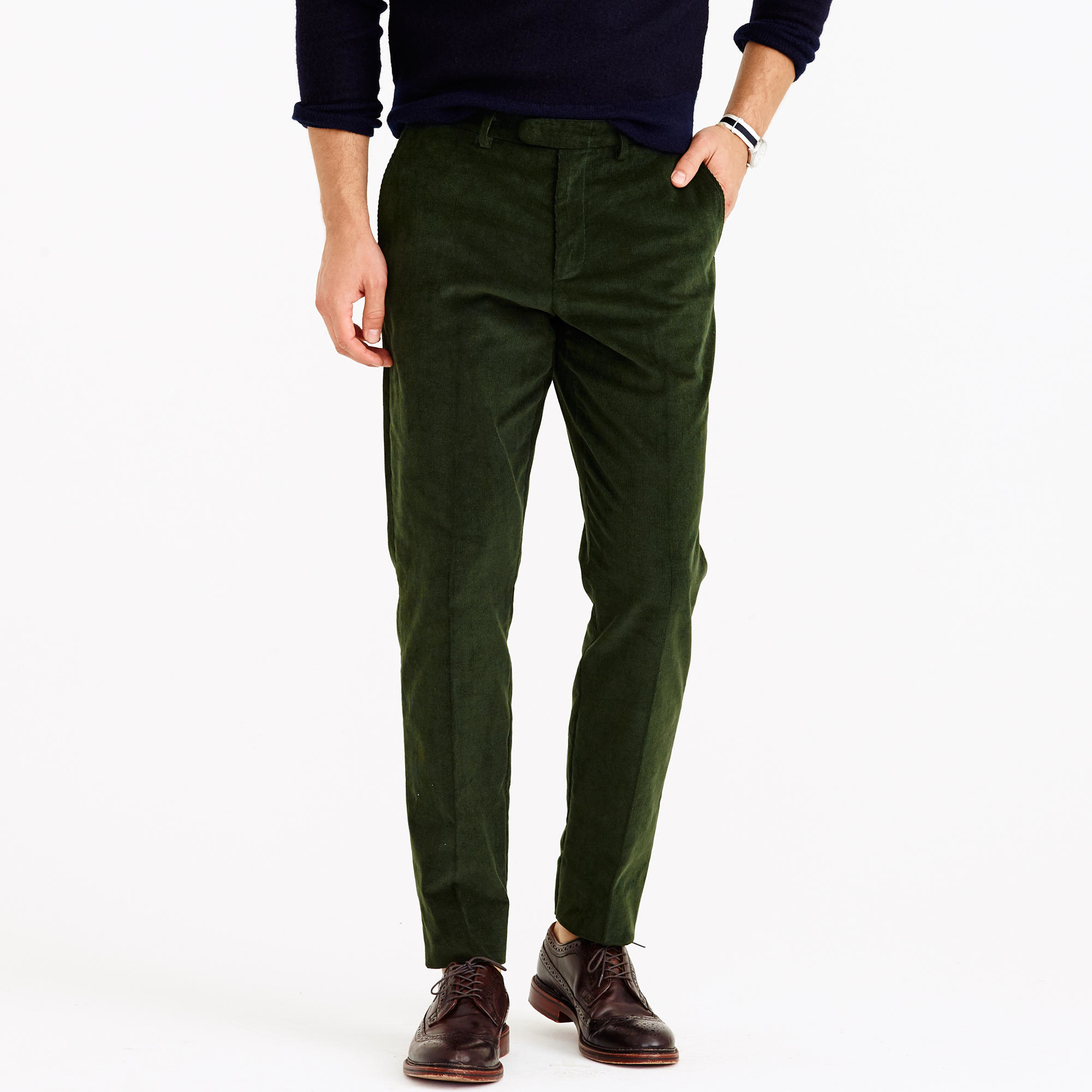 J.Crew Bowery Classic Pant In 18-wale Corduroy in Green for Men - Lyst