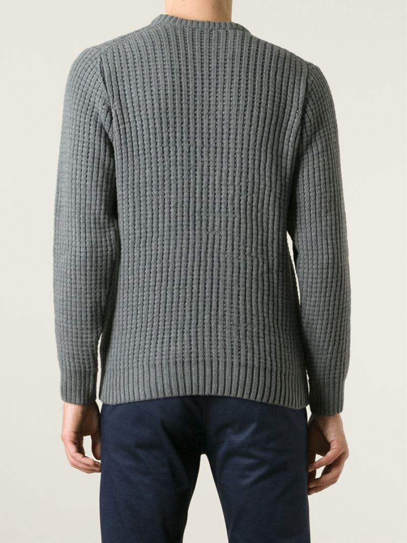 Sunspel Ribbed Sweater in Grey (Gray) for Men - Lyst