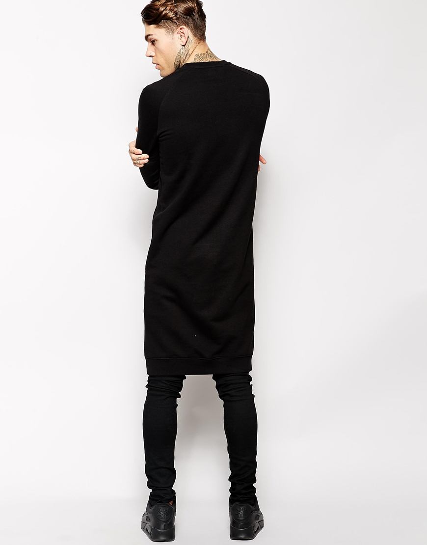 ASOS Extreme Longline Sweatshirt With Crew Neck in Black for Men | Lyst