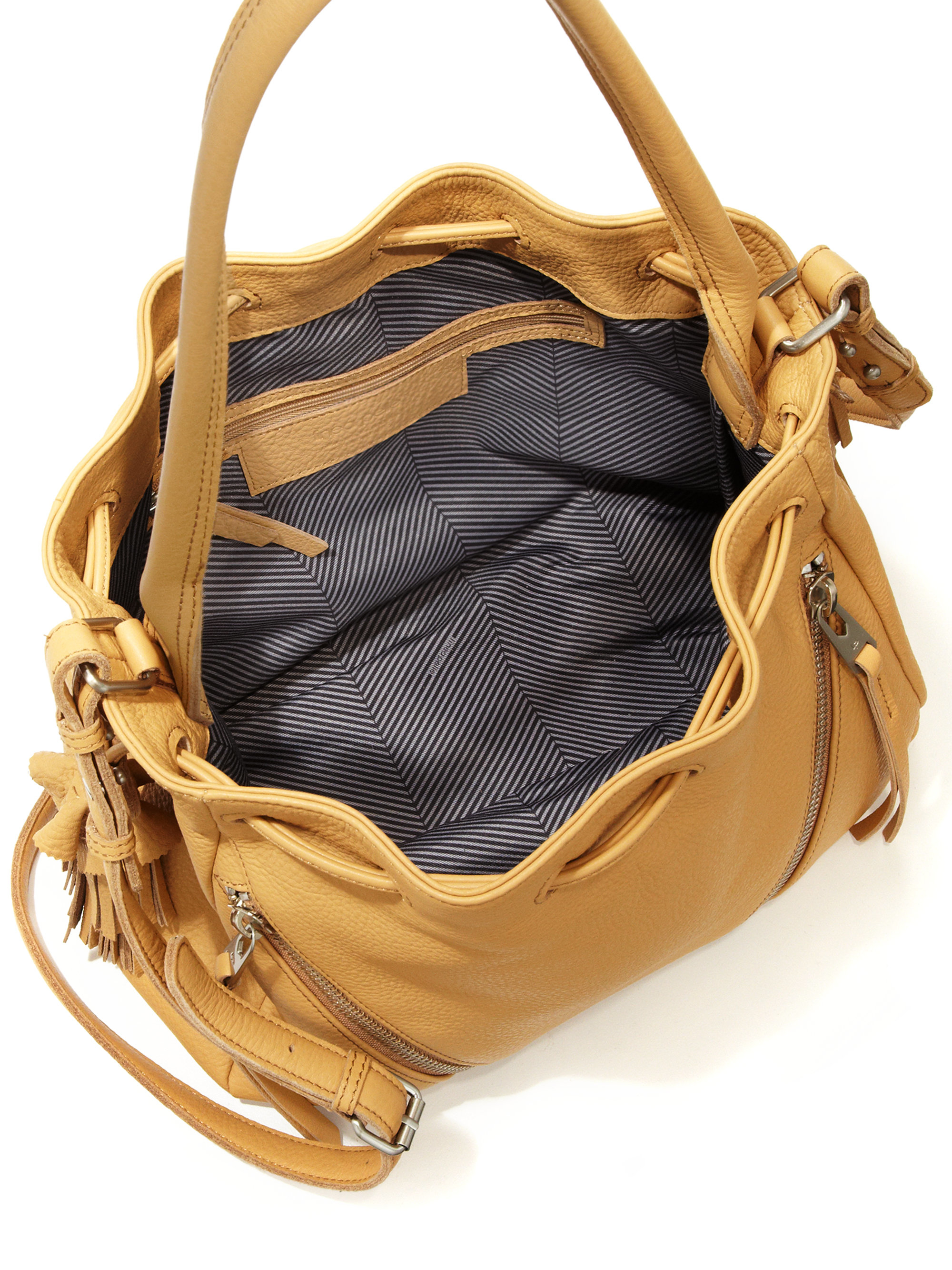 Linea Pelle Natural Ryan Drawstring Bucket Bag