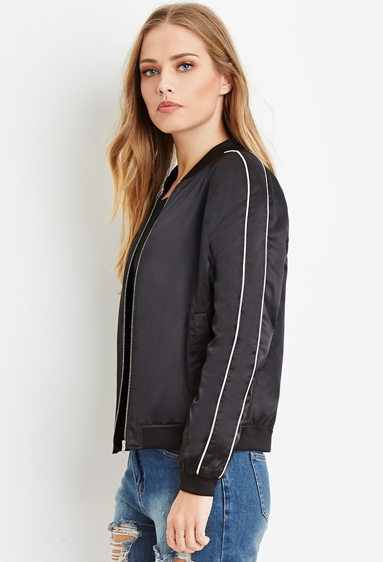 Lyst - Forever 21 Los Angeles Bomber Jacket in Black