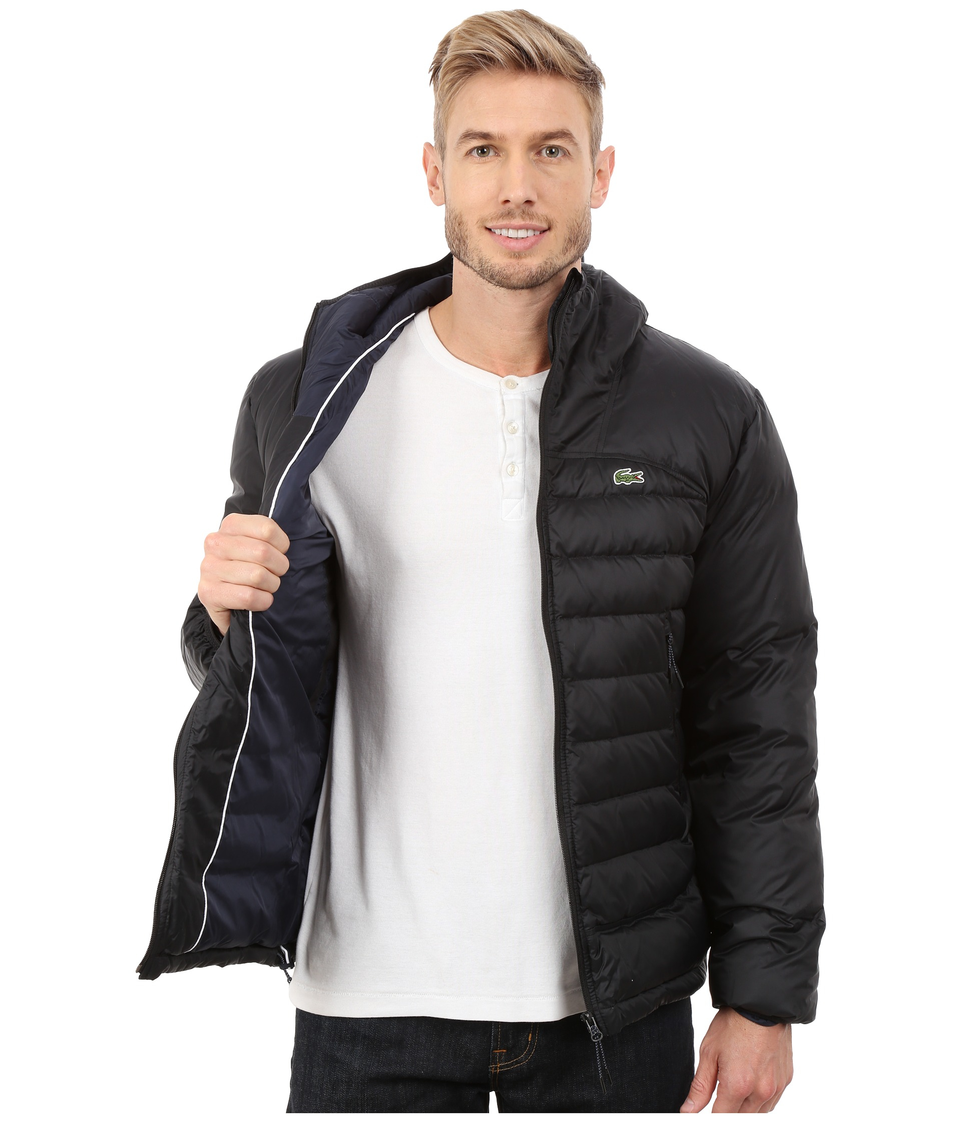 Lacoste Light Weight Packable Down Jacket in Black for Men - Lyst