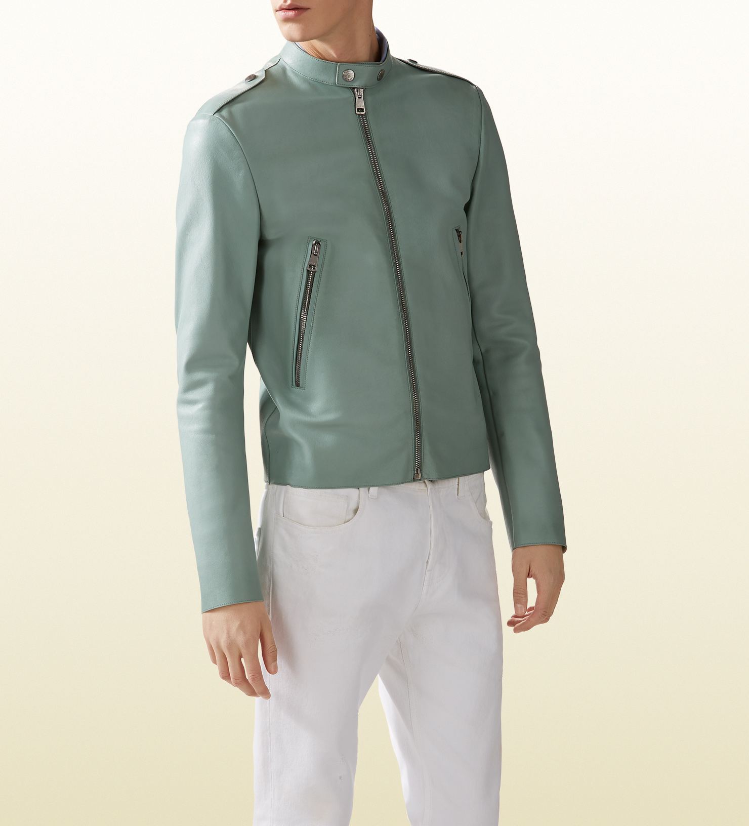 mint green moto jacket