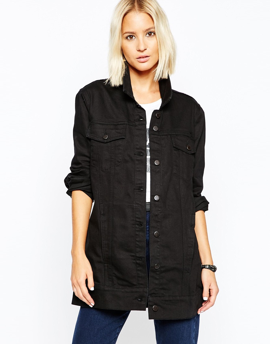 Longline black denim jacket Clearance