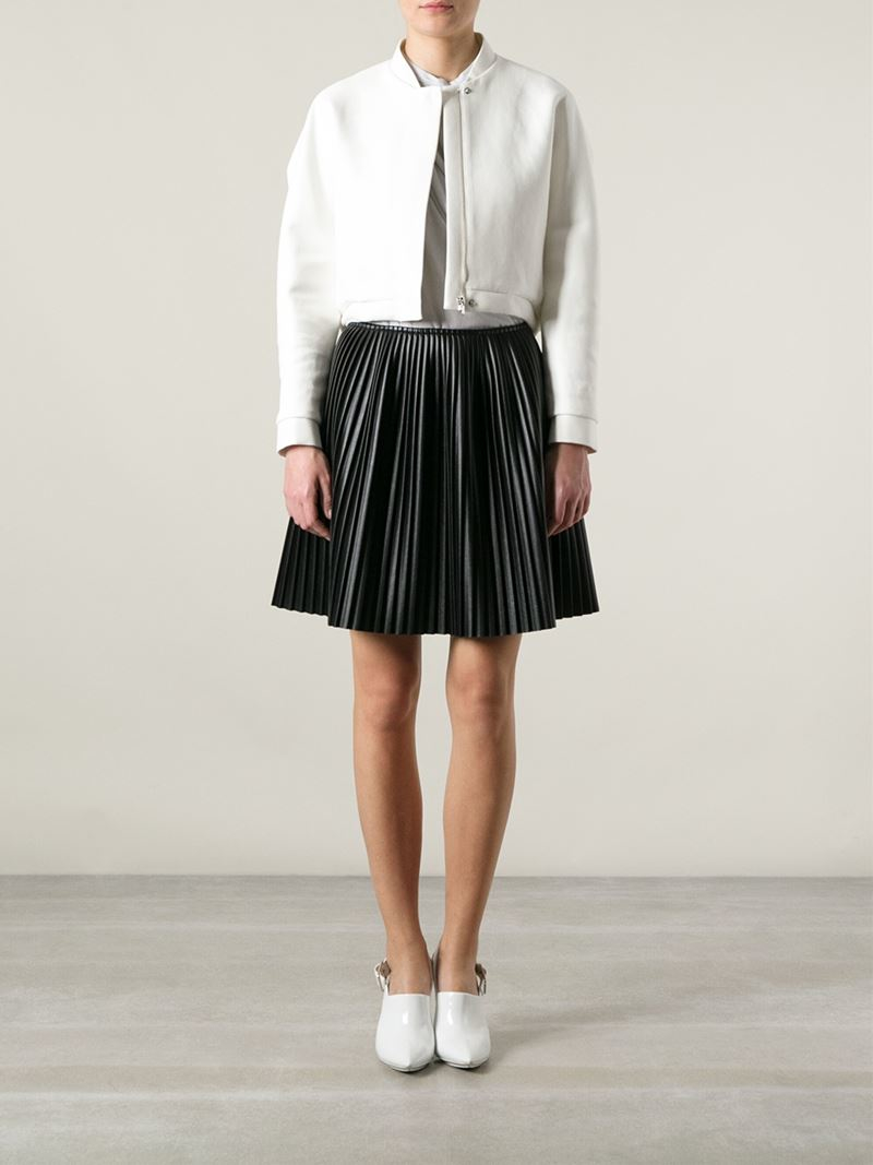 white cropped bomber jacket