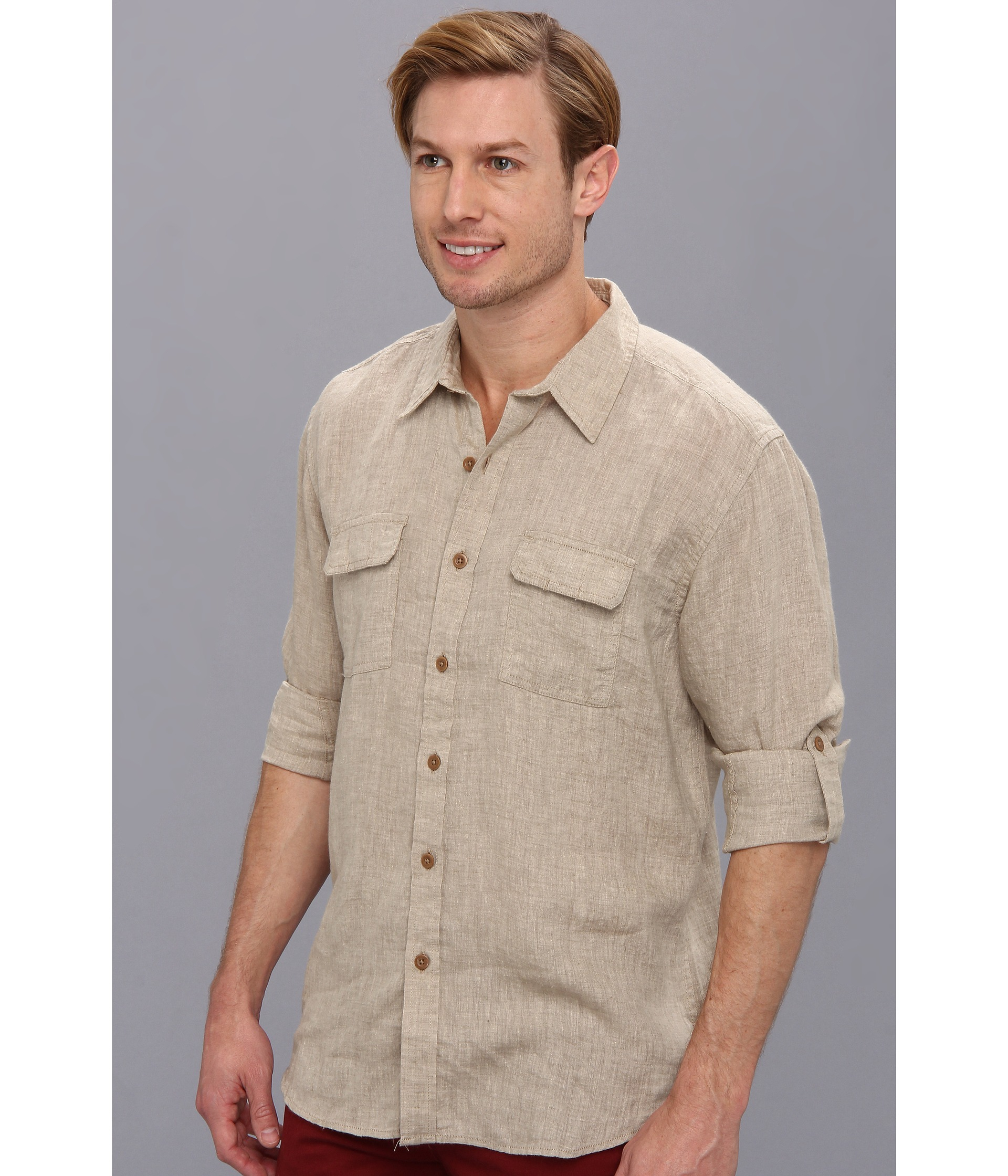 Lucky Brand Grant Linen Safari Shirt in Natural for Men