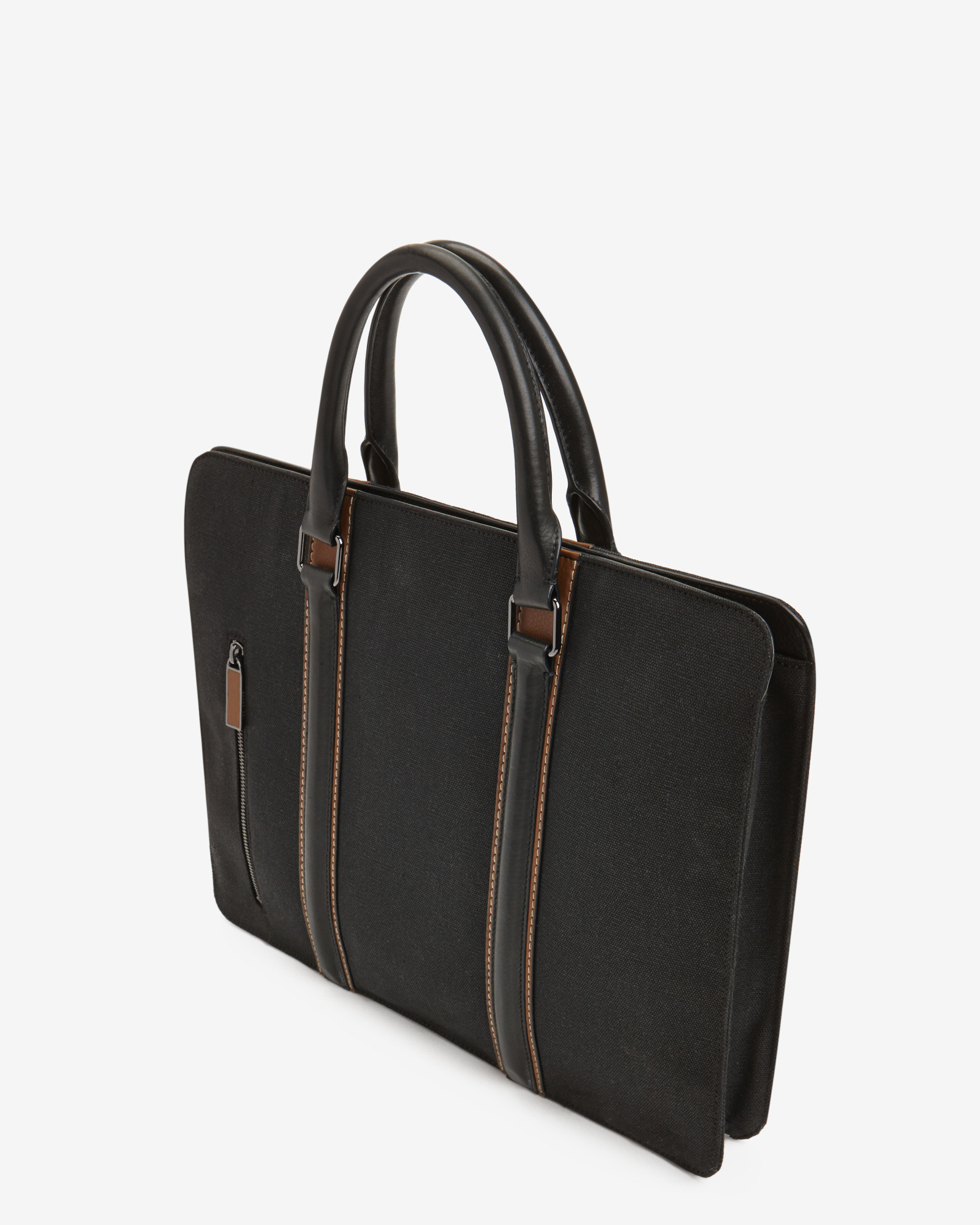 Ted Baker Slim Canvas And Leather Document Bag in Black for Men Lyst