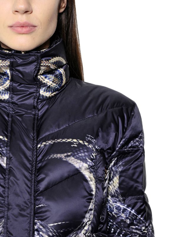 Lyst Just Cavalli Snake Printed Quilted Nylon Down Jacket In Black Gallery