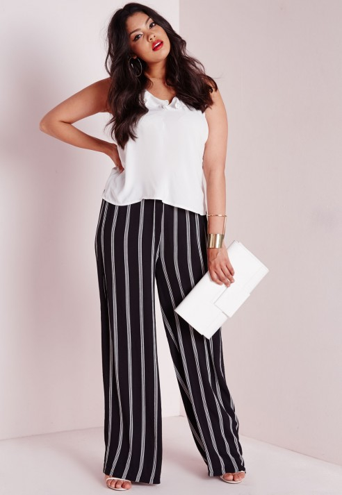 plus size black wide leg trousers