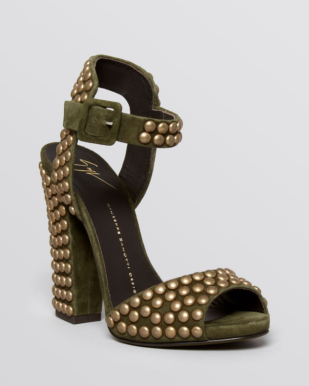 open toe studded heels