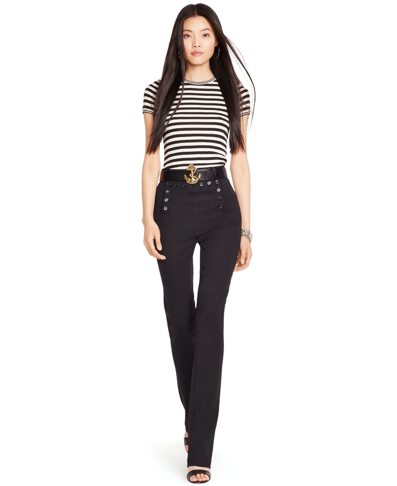 Polo Ralph Lauren Wool Sailor Pants in Black | Lyst