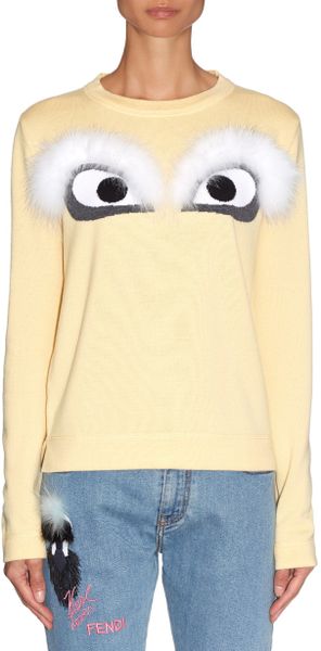 Fendi Bug-Eyes Wool Sweater in Yellow (YELLOW MULTI) | Lyst