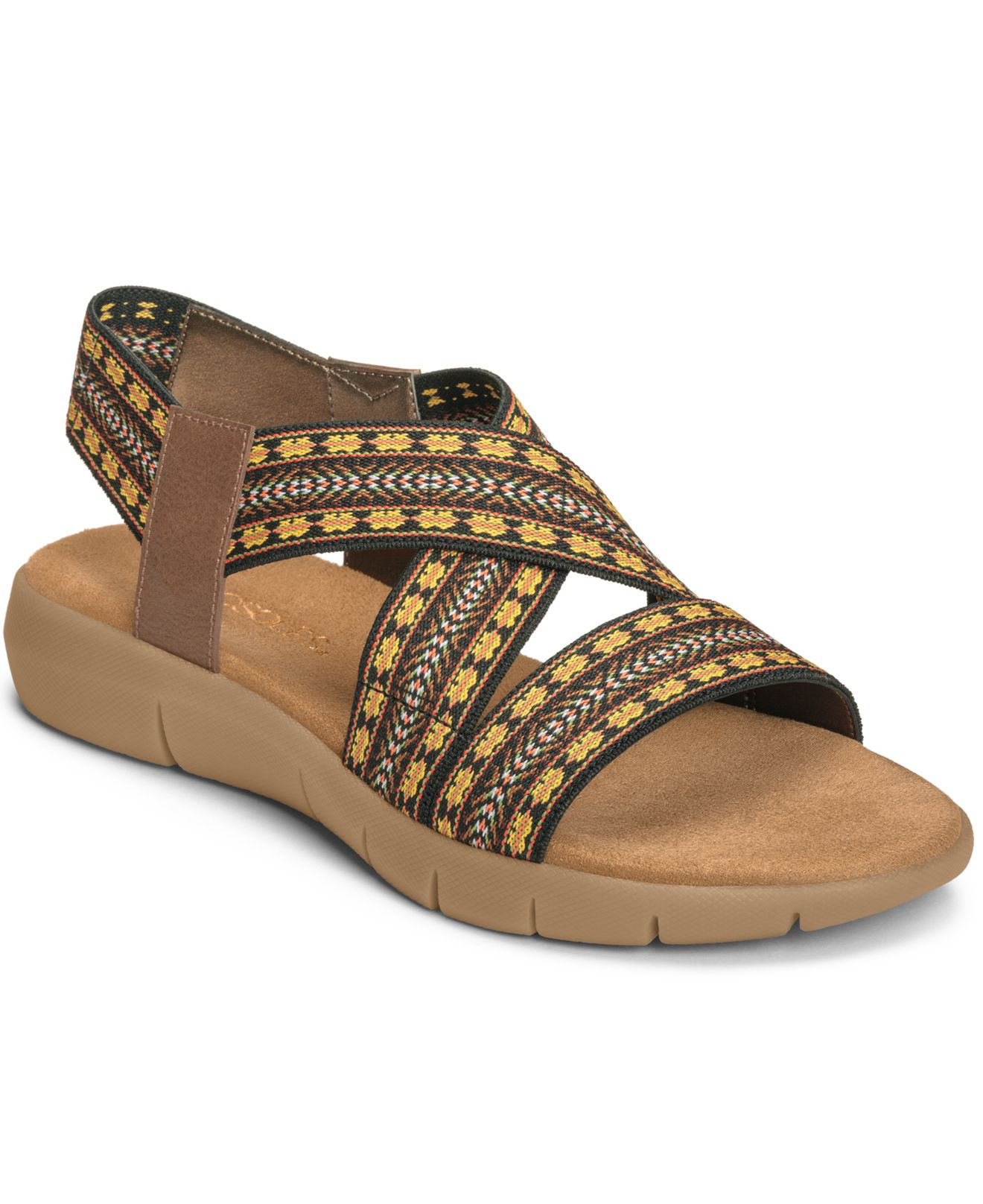 Aerosoles Wipgloss Flat Sandals in Brown (Yellow Combo) | Lyst