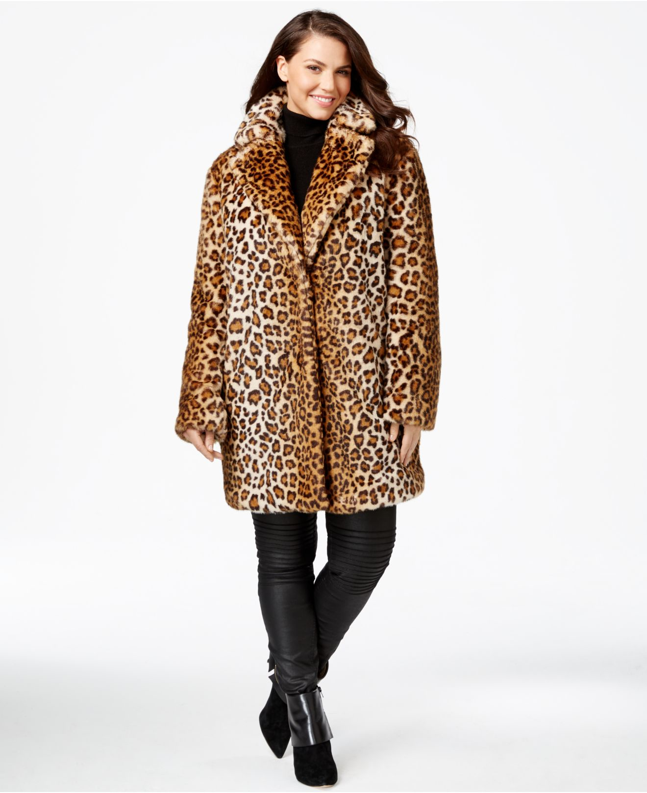 Calvin Klein Plus Size Animal-print Faux-fur Coat - Lyst