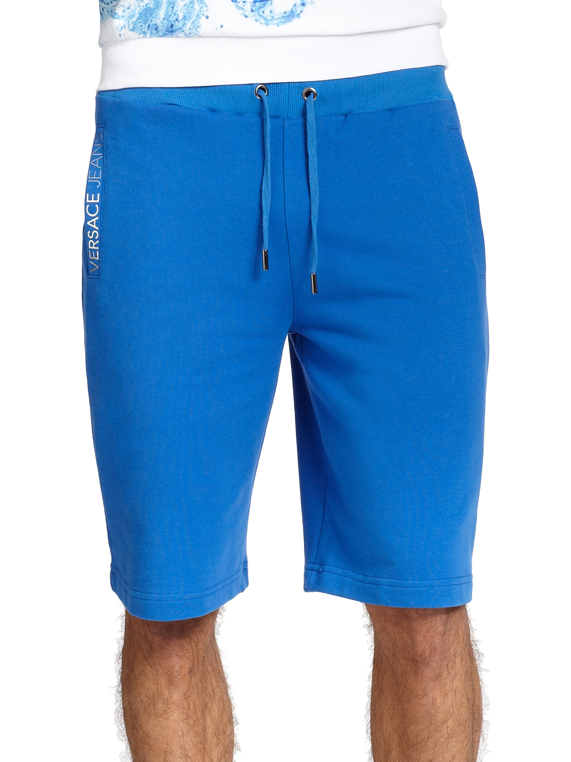 Lyst Versace jeans Solid Sweat Shorts in Blue for Men