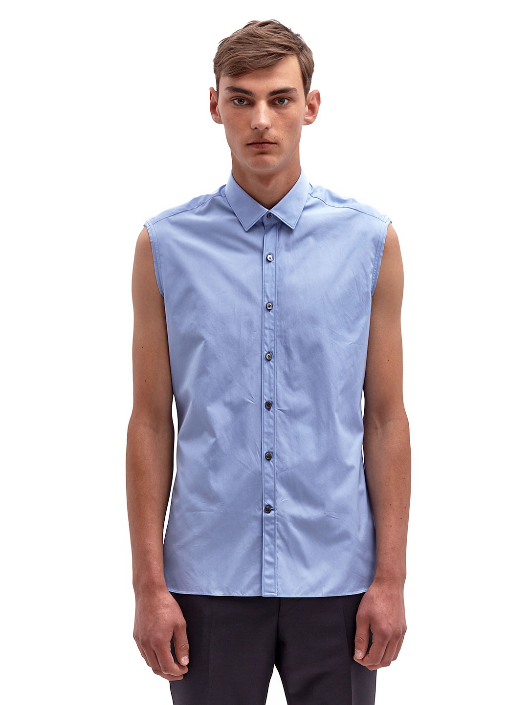 Lanvin Cotton Mens Sleeveless Shirt in Blue for Men - Lyst