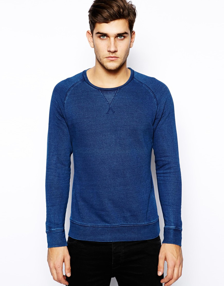 SELECTED Sweatshirt With Raglan Sleeve in Blue for Men - Lyst