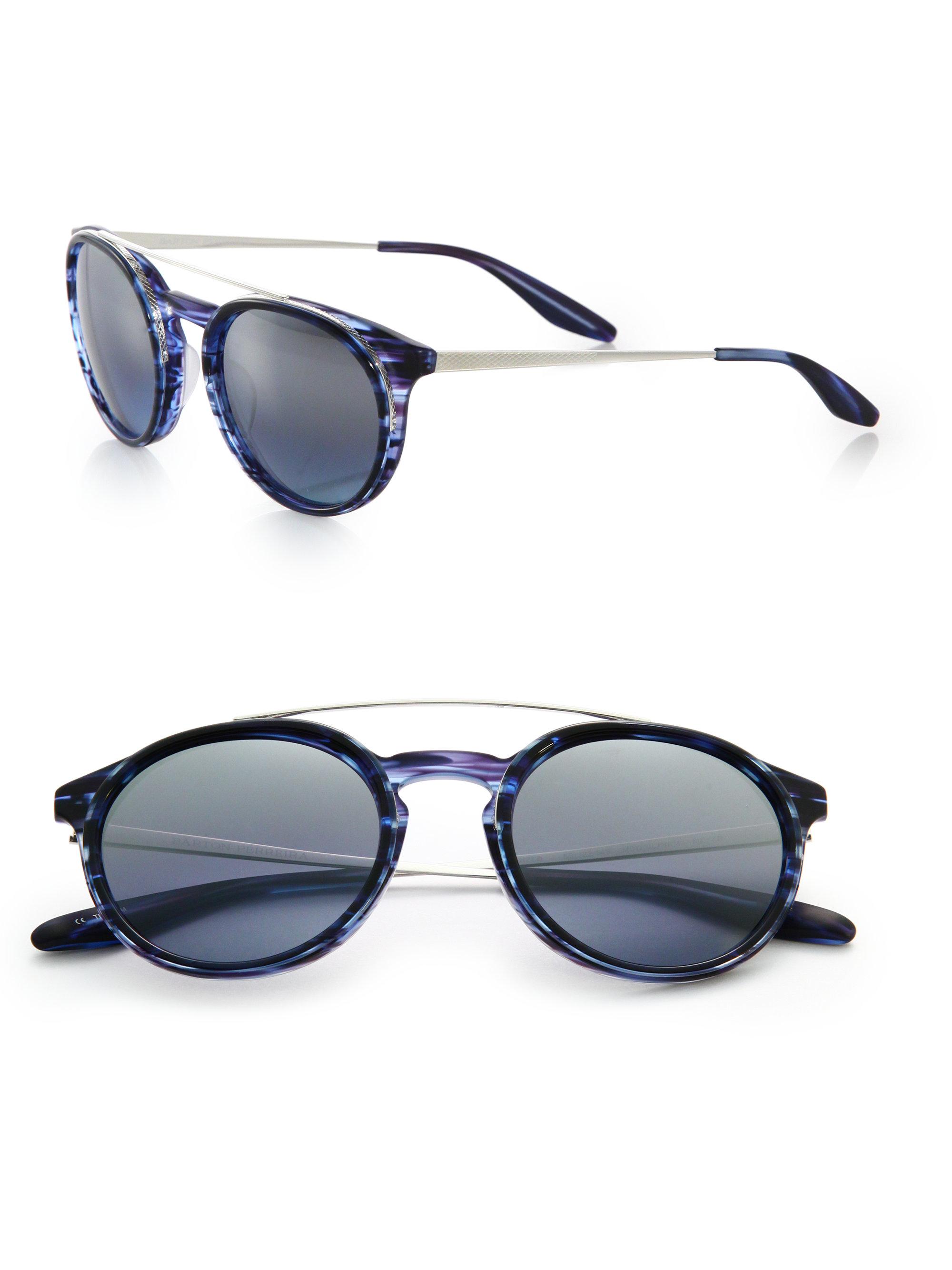 Barton Perreira Meyer November Rain 53mm Round Sunglasses in Midnight