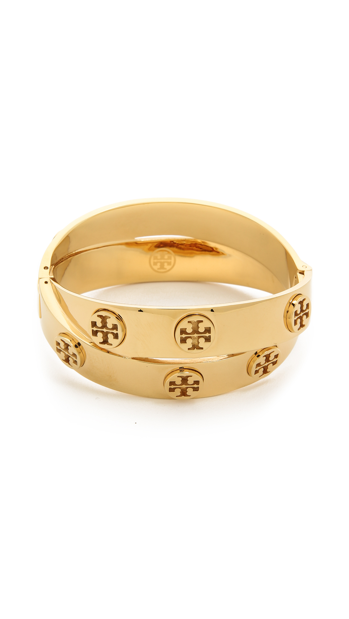Tory Burch Metal Logo Double Wrap Bracelet in Shiny Gold (Metallic) - Lyst