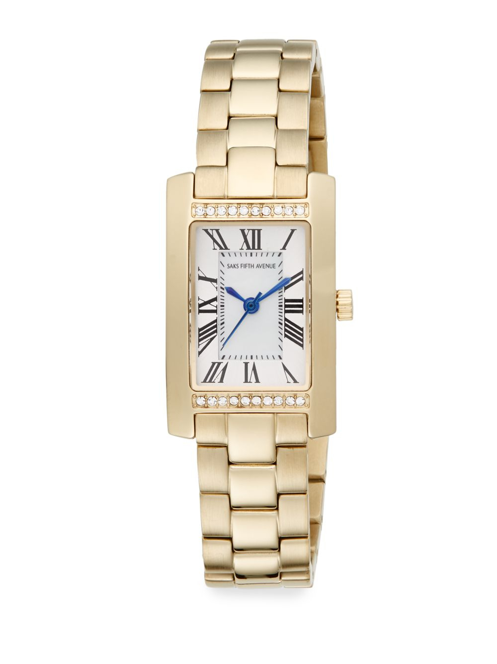 Lyst Saks Fifth Avenue Goldtone Stainless Steel Pavé Crystal Bezel