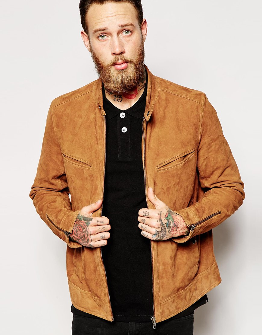 mens suede jacket tan