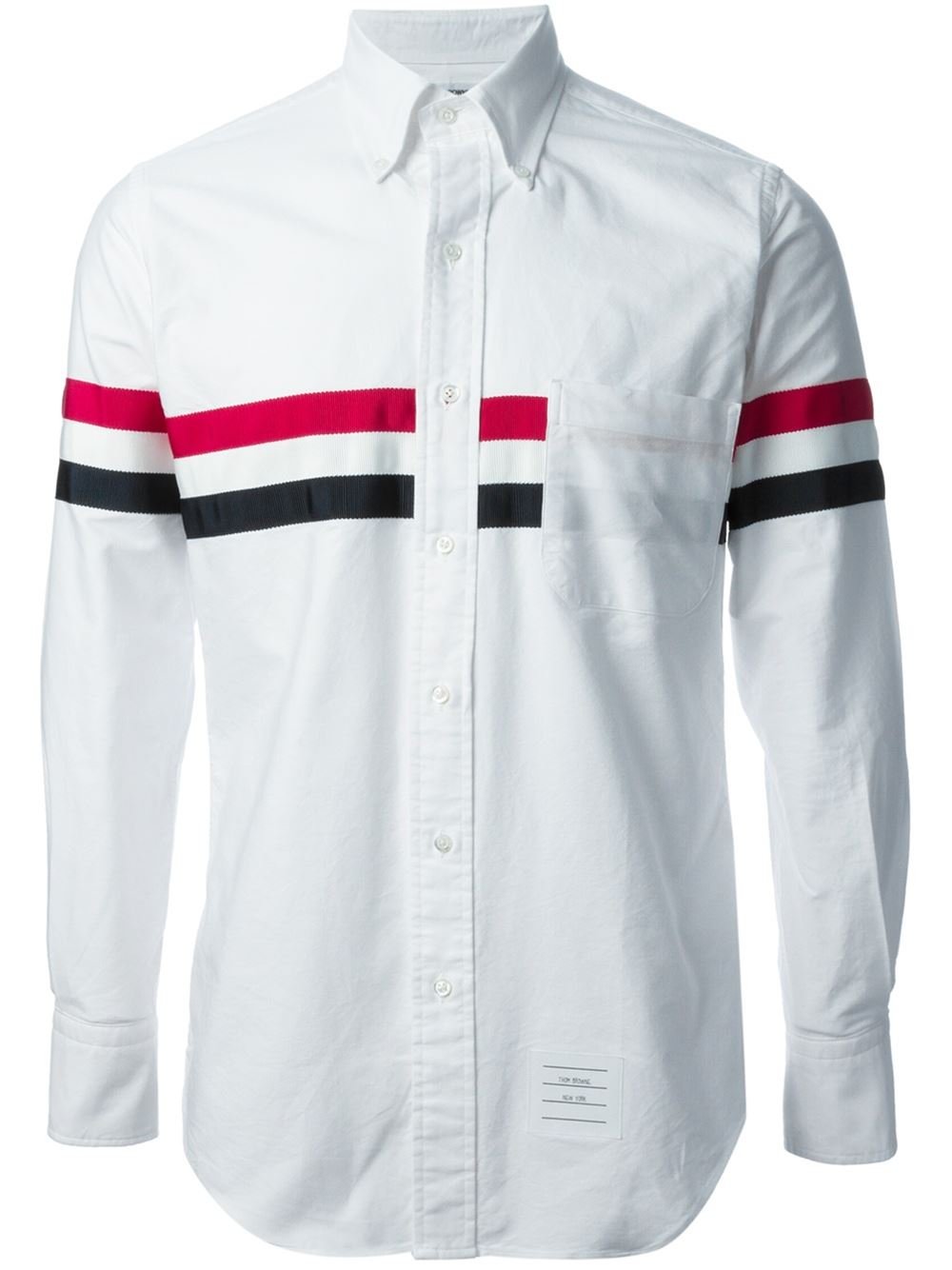 Thom Browne Striped Detail Shirt in White for Men - Lyst