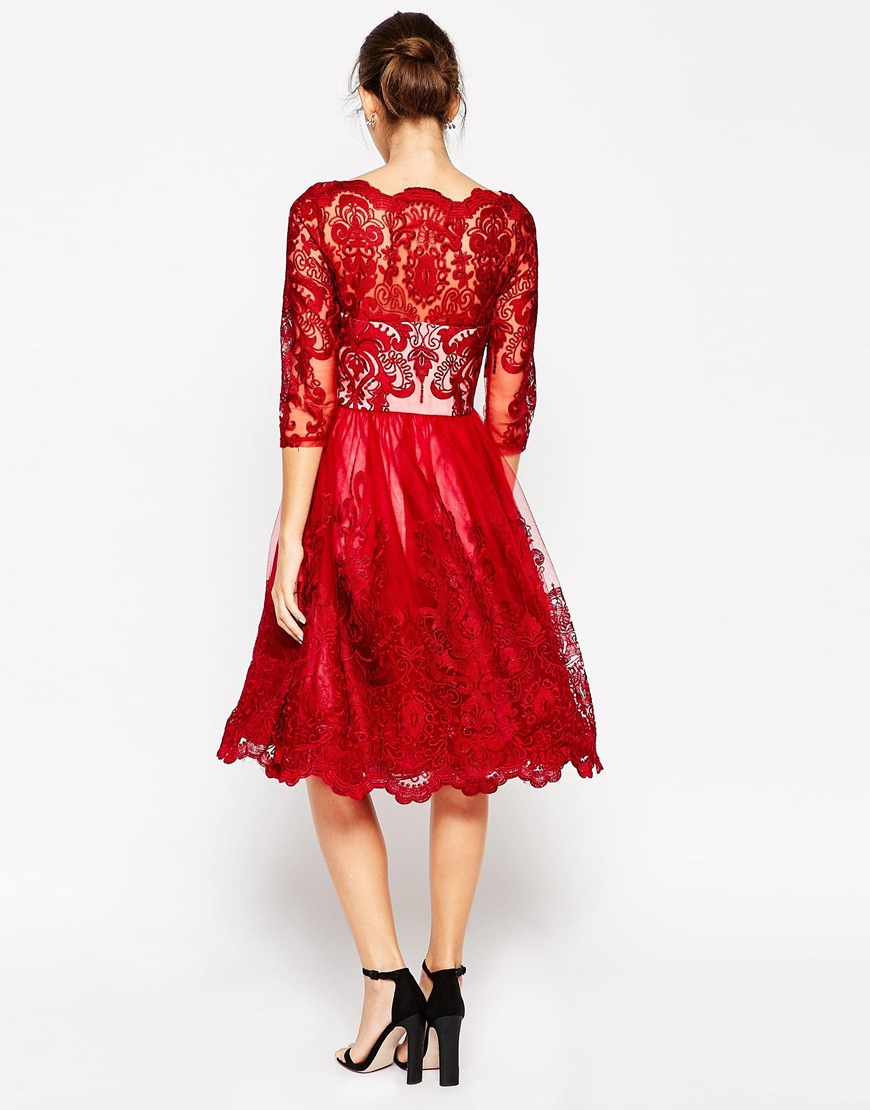 red dress formal midi