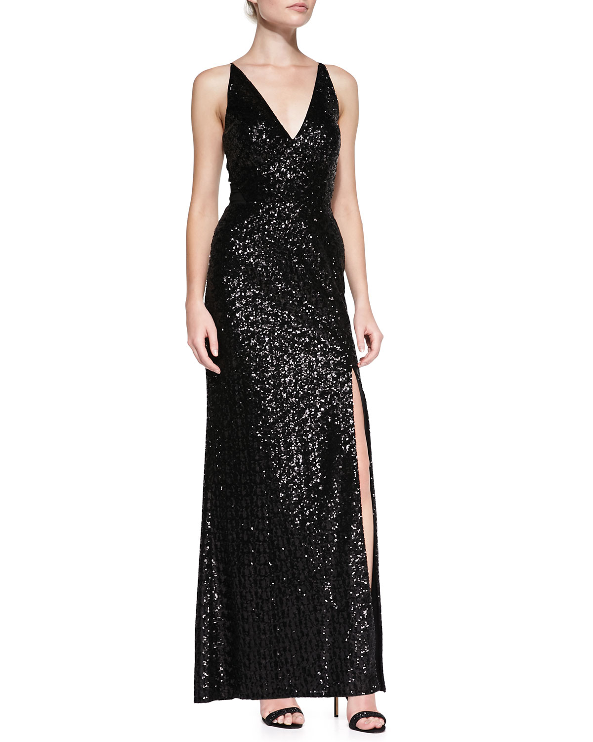 aidan mattox sequin gown