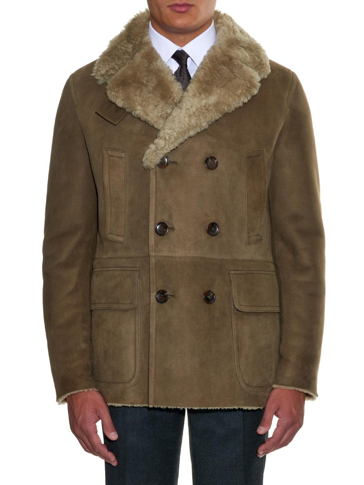Double breasted shearling coat Outlet