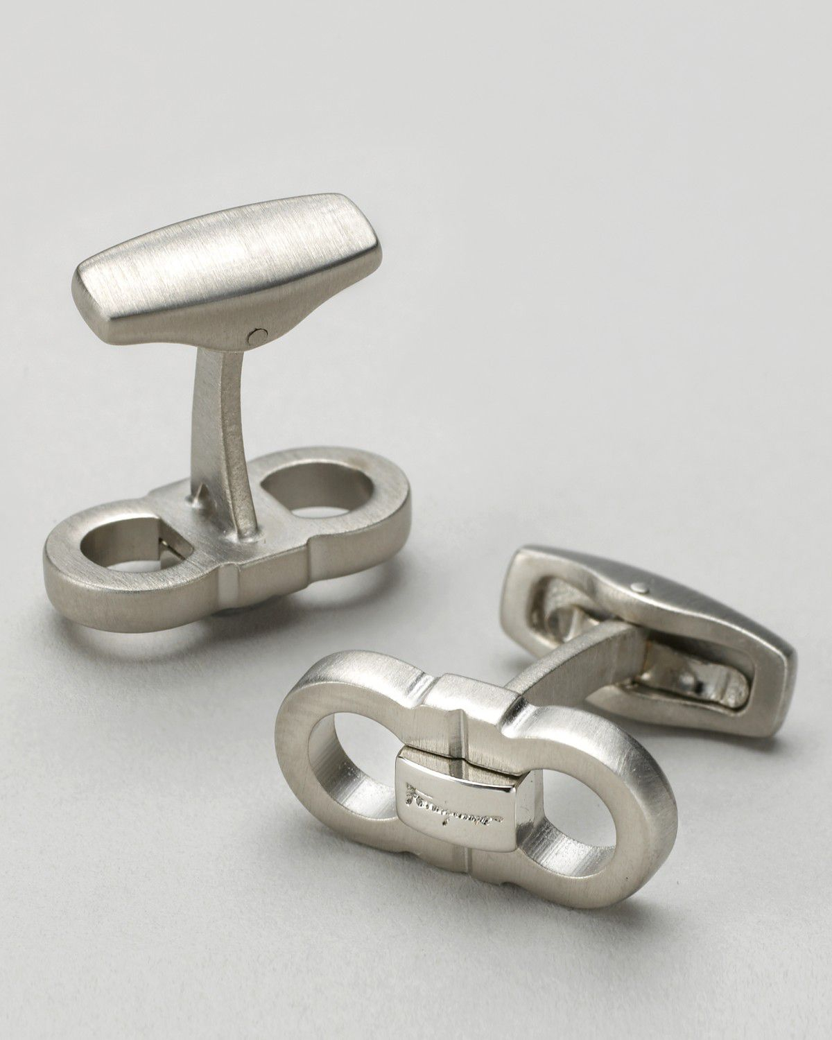 Ferragamo Men's Classic Double Gancini Cufflinks in Silver (Metallic