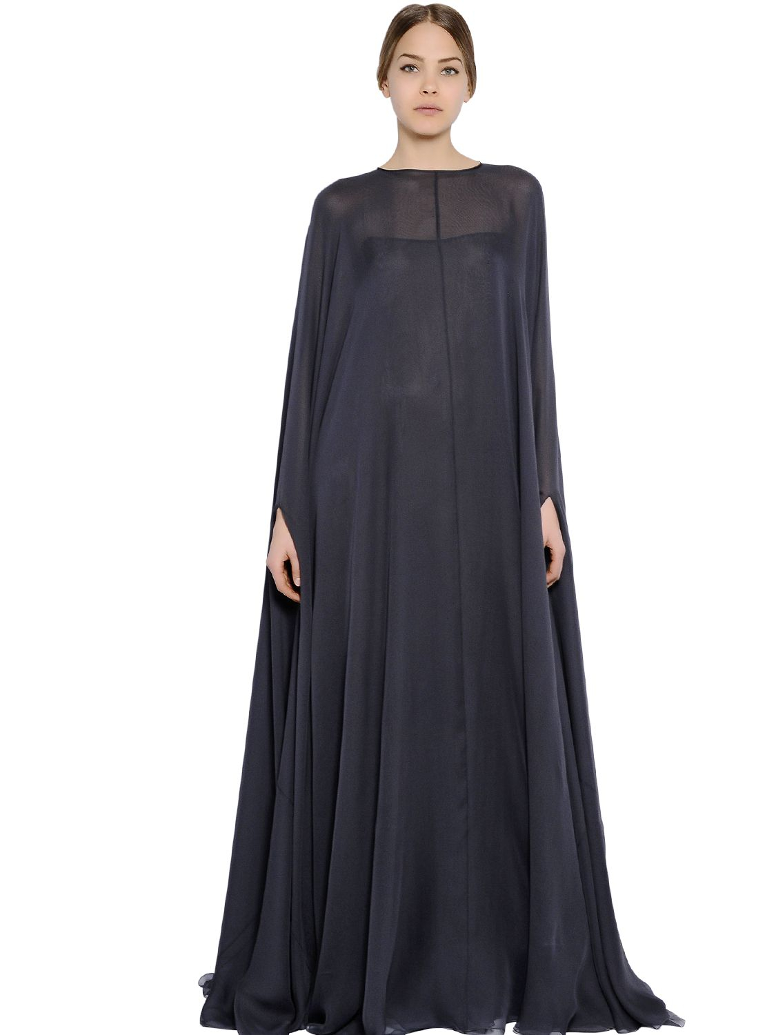 Valentino Silk Chiffon Cape Dress in 