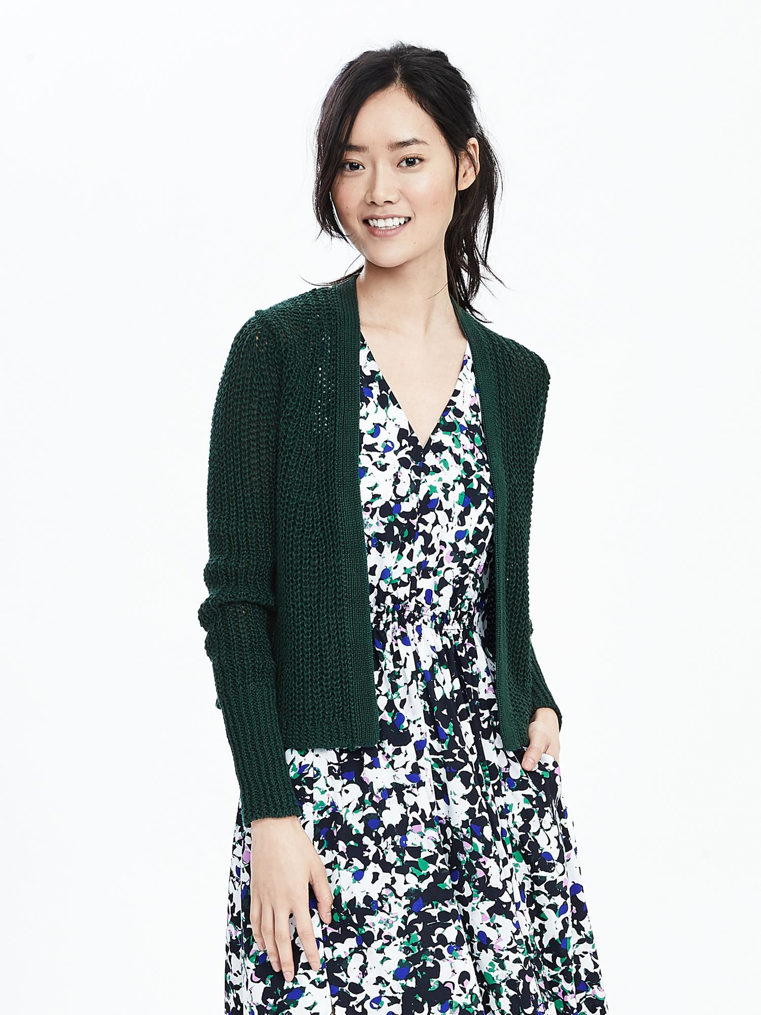 banana republic green cardigan