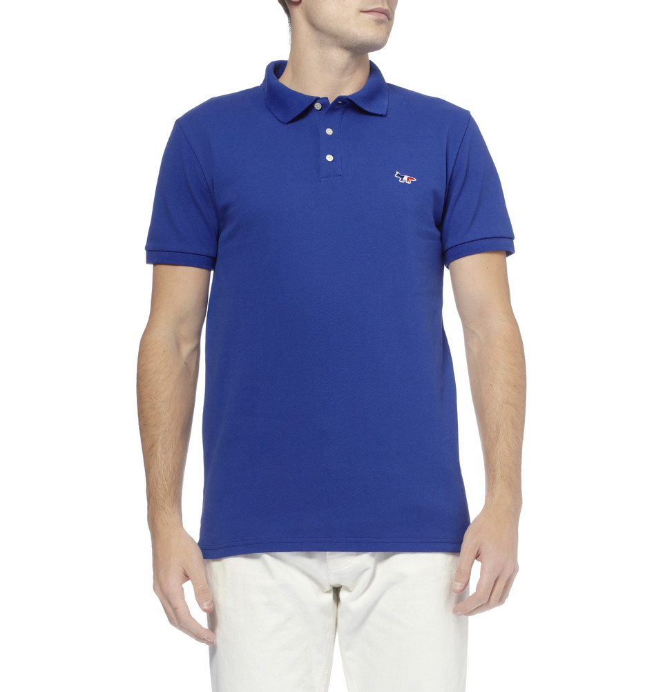Maison kitsunÃ© CottonpiquÃ£ Polo Shirt in Blue for Men | Lyst
