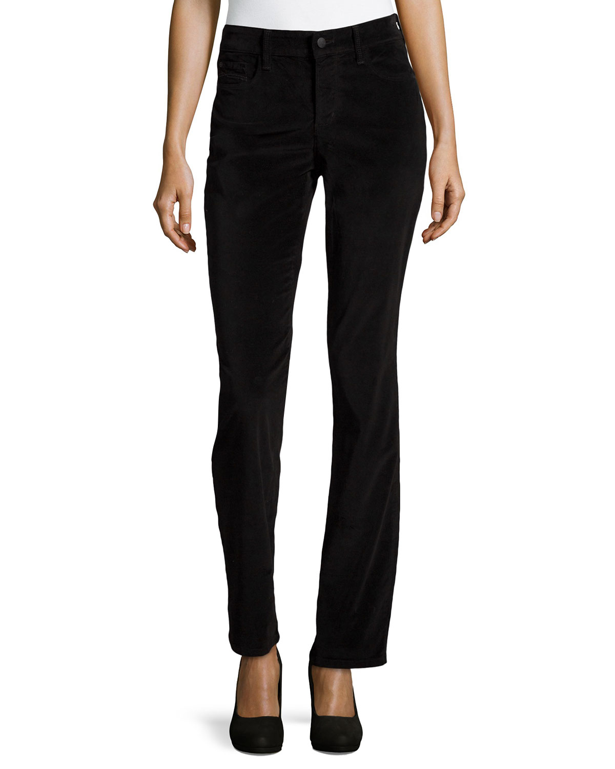 Nydj Marilyn Straight-Leg Corduroy Pants in Black | Lyst