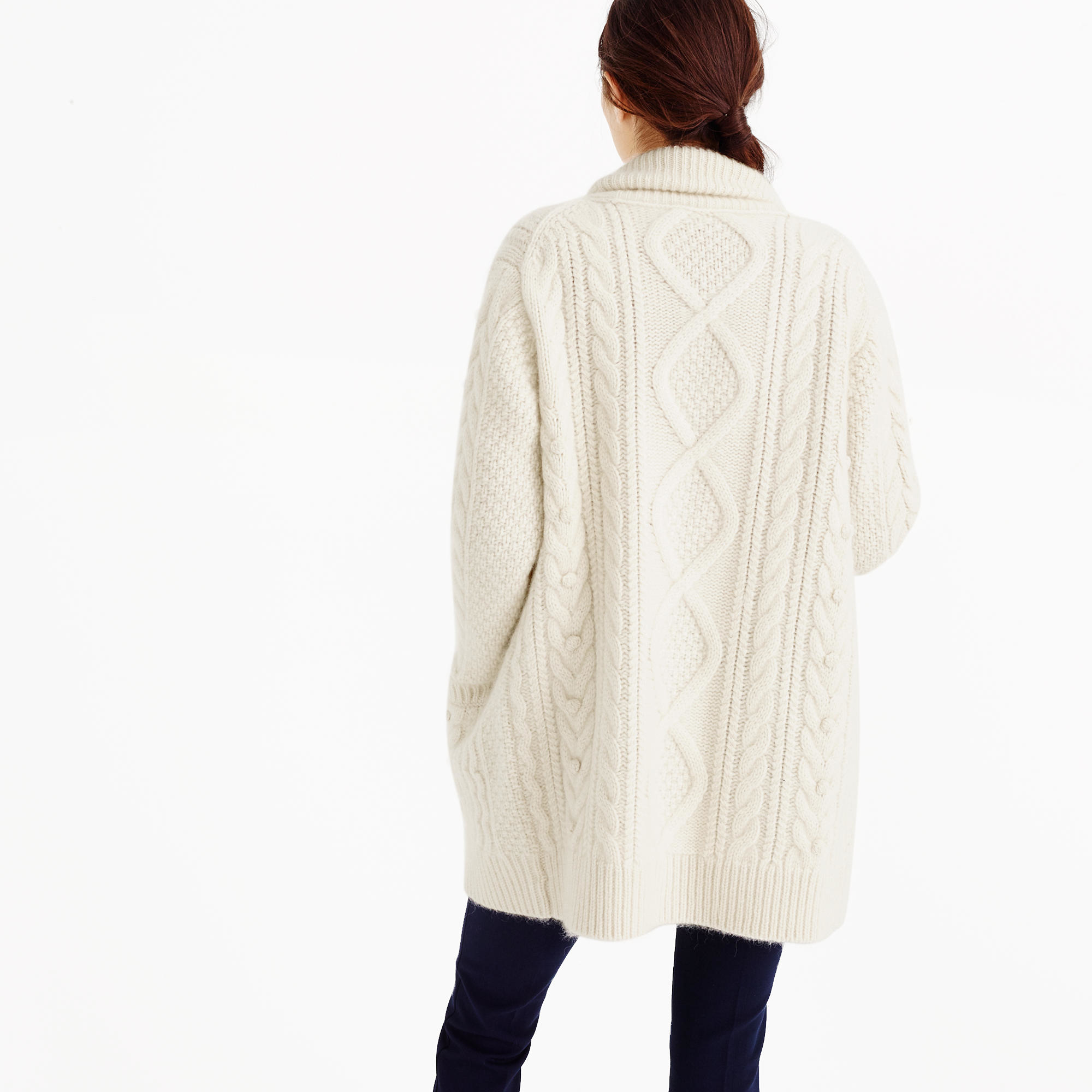 J.Crew Collection Cashmeremohair Cable Cardigan Sweater in White Lyst