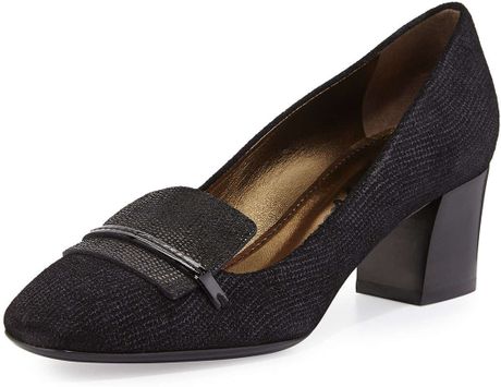 Lanvin Chunky-Heel Textured Loafer in Black | Lyst