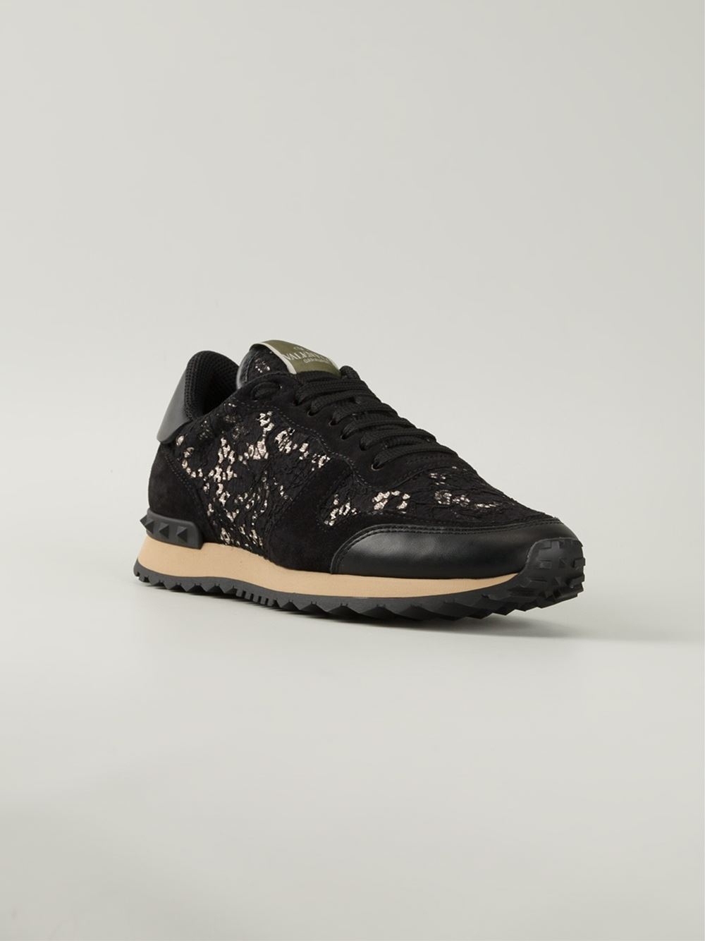 Valentino Rockrunner Lace Sneakers in Black - Lyst