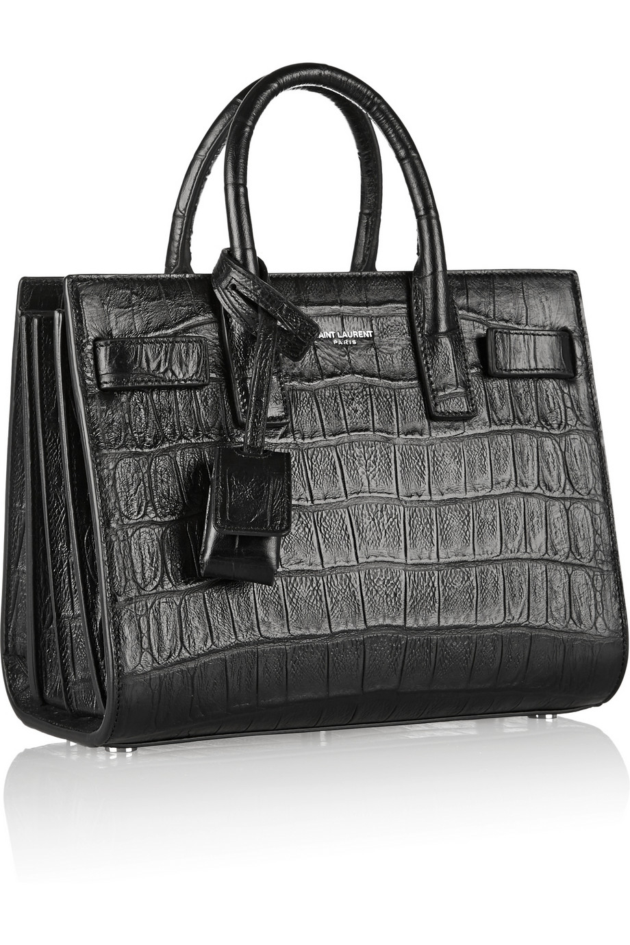 Saint Laurent Sac De Jour Nano Croc-Effect Leather Shoulder Bag in Black - Lyst