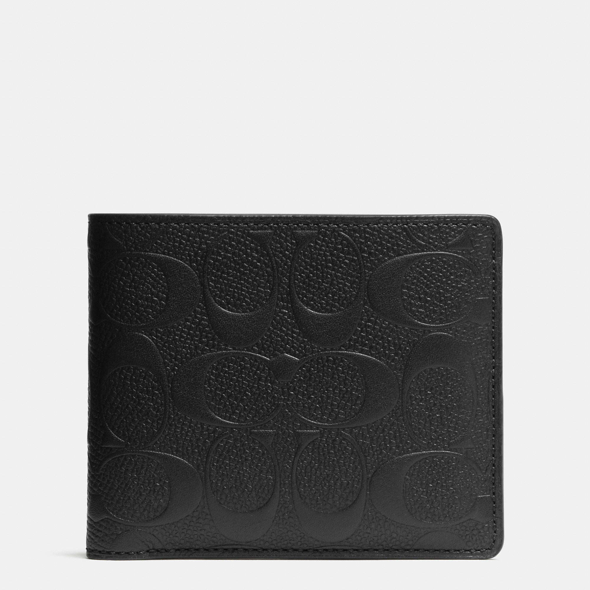 Lyst - COACH Compact Id Wallet In Signature Crossgrain Leather in Black for Men