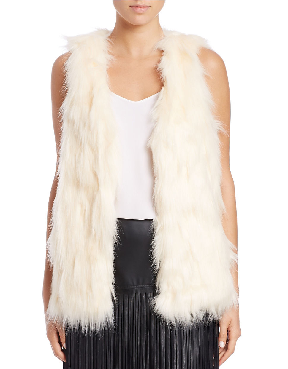 Lyst Kensie Faux Fur Vest In White Gallery