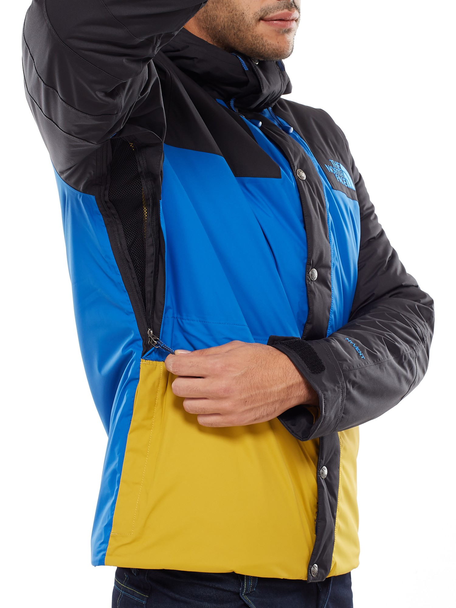 the north face blue and yellow jacket