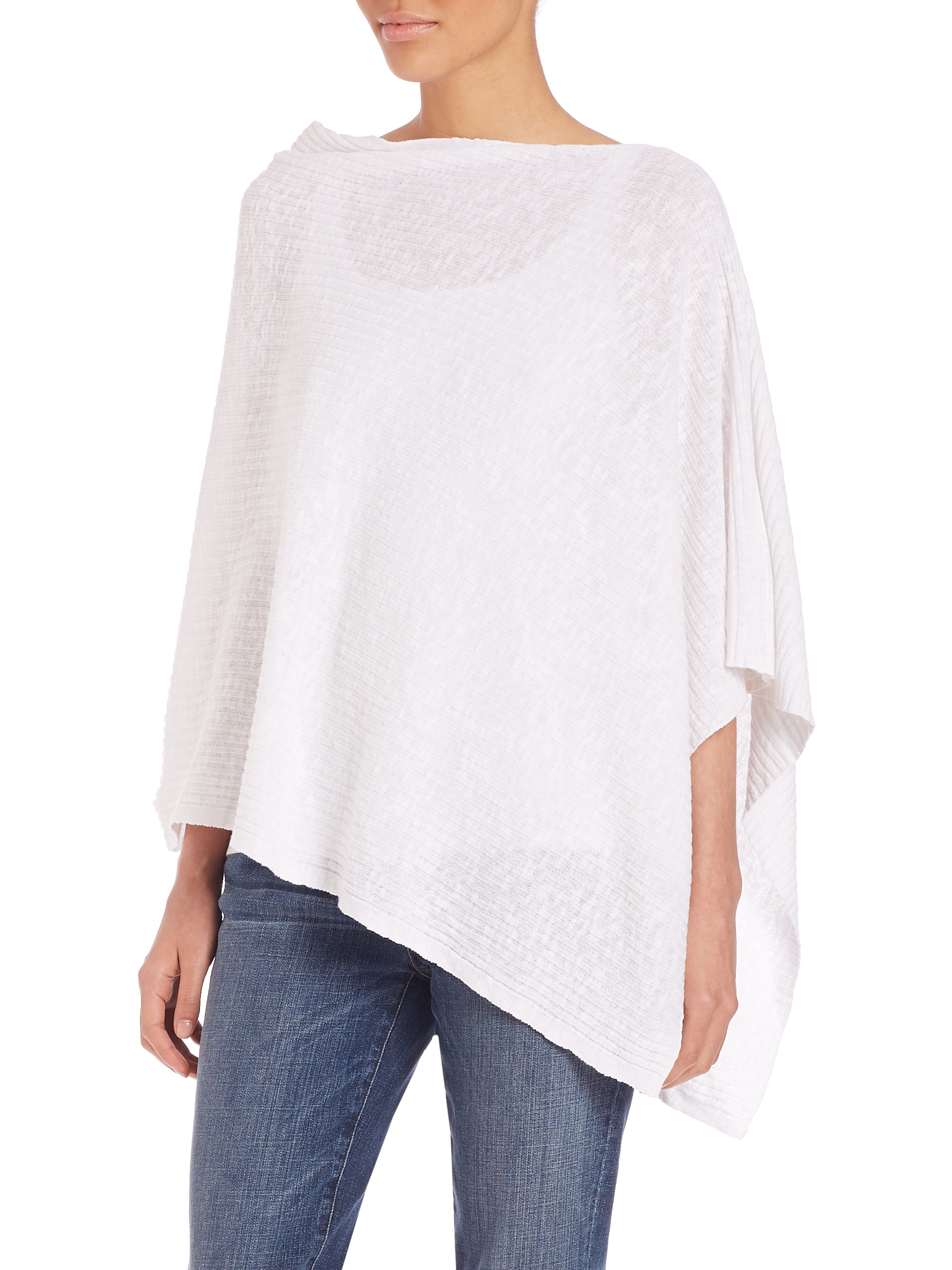 Eileen Fisher Organic Linen & Cotton Slub Poncho in White Lyst
